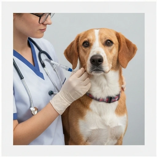 Canine patient during vet visit