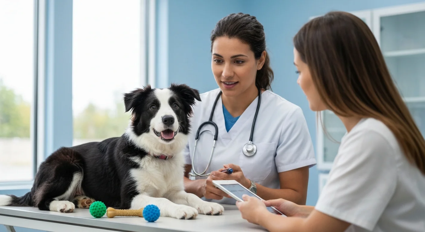 Border Collie puppy at a veterinary check
