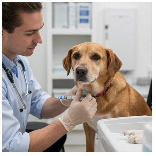 Veterinary professional checking a dog