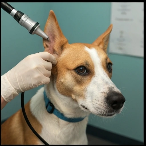 Dog during a veterinary consultation